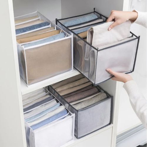 PACK OF 2- TRANSPARENT CLOTHES COMPARTMENT STORAGE ORGANIZER