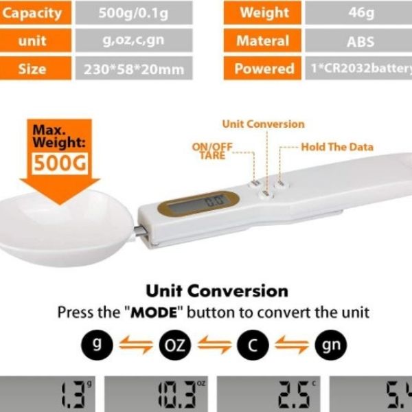 Smart Digital Spoon- 1g to 500g (1 YEAR WARRANTY)